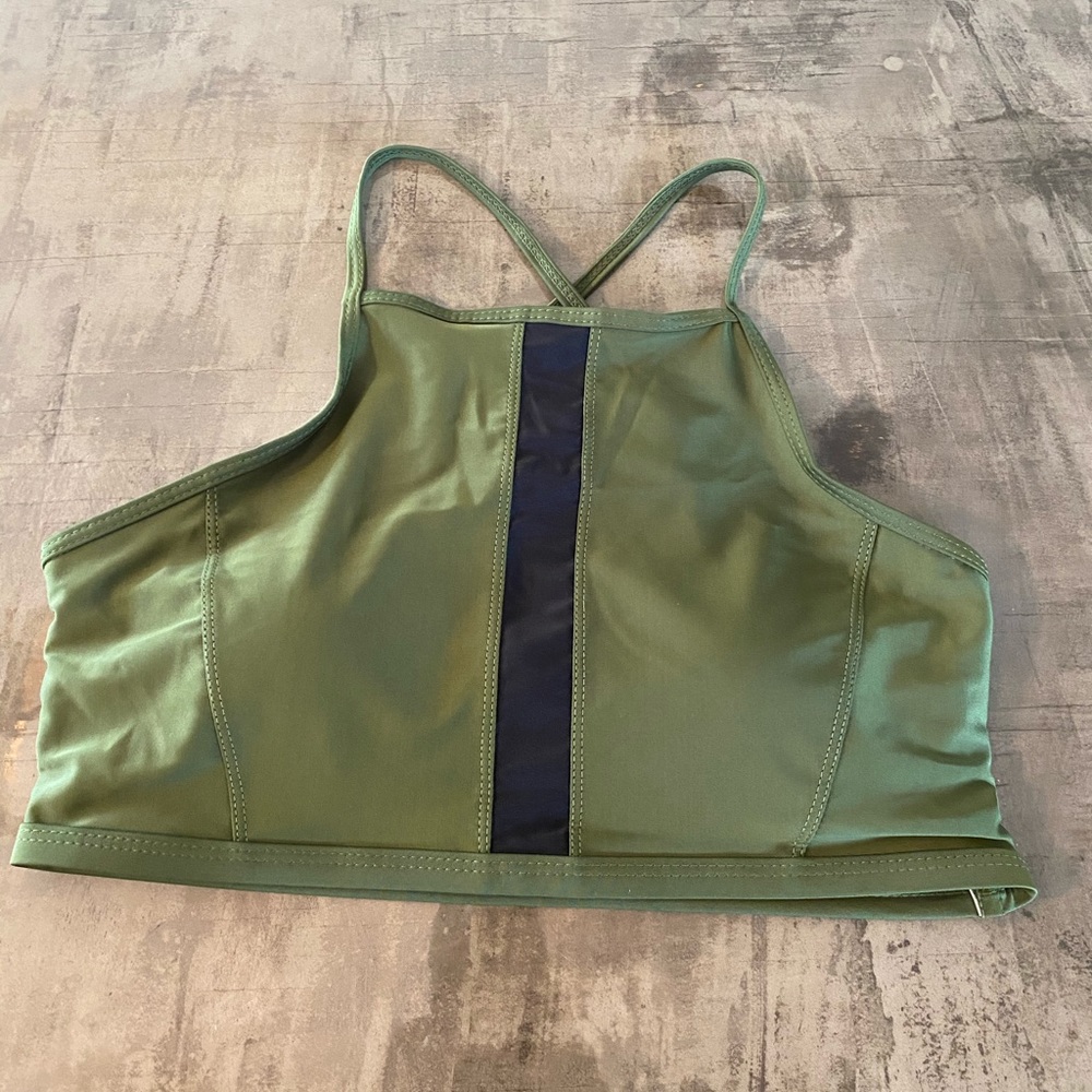 Olive Green High Neck Bikini Top
